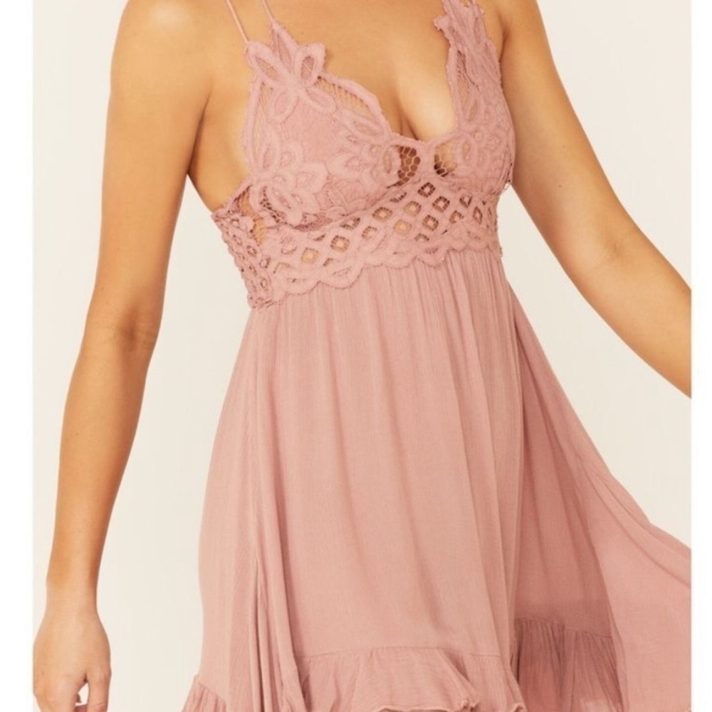 Free People FP Adella Pink Lace Mini Dress nwt,#18 - Picture 3 of 5